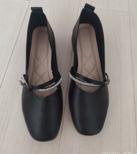 包邮新款方头带钻浅口玛丽珍鞋粗跟单鞋女，非...