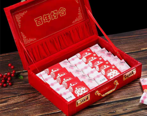 转卖陪嫁箱结婚箱子红色秀禾箱结婚皮箱礼金箱...