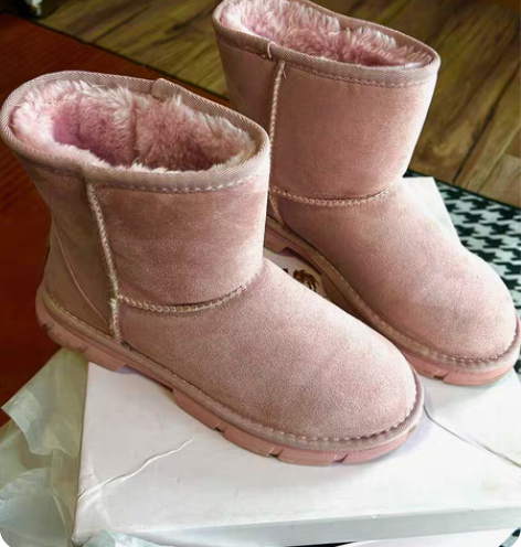 包邮骆驼 女鞋 雪地靴 灰粉色（38码数 ...