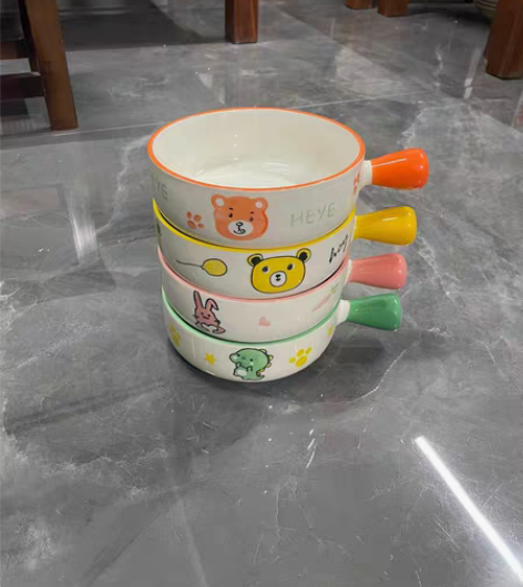 包邮卡通8寸手把泡面碗烤碗配勺子13.99...