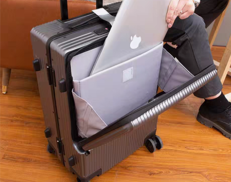 转卖商务侧开登机箱男女密码前置开口行李箱万...