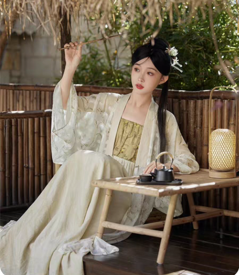 包邮转单 七月夕原创汉服 野渡 直领长衫剪...