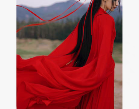 转卖红色魏晋古风武侠古装汉服女中国风古典舞...