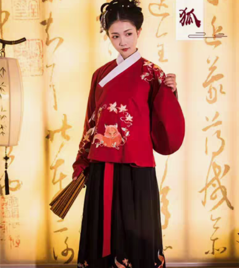 包邮柒邑原创正品灵狐汉服女明制交领袄裙琵琶...