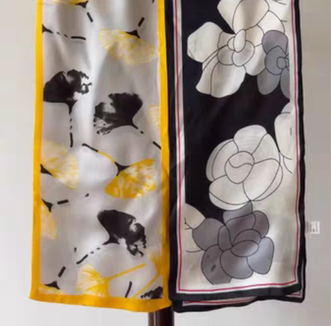 全新苏杭丝绸桑蚕丝真丝巾油画双层双面真丝围...