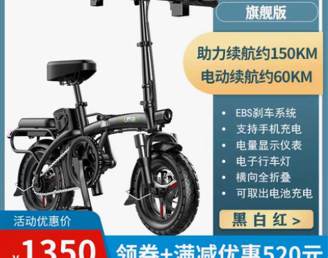 转卖德国名顶折叠电动自行车锂电池代驾超轻小...