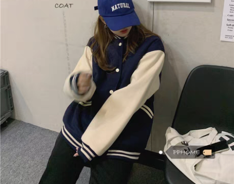 转卖PPHOME棒球少女~毛呢料加棉加厚撞...