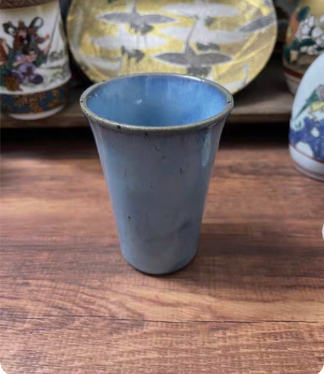 日本回流瓷器全新全品粗陶复古松石蓝窑变芝麻...