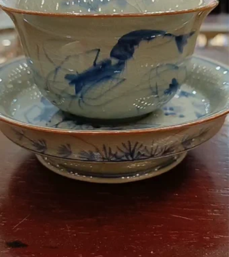 包邮【纯手绘款】景德镇手绘盖碗，三才盖碗，...