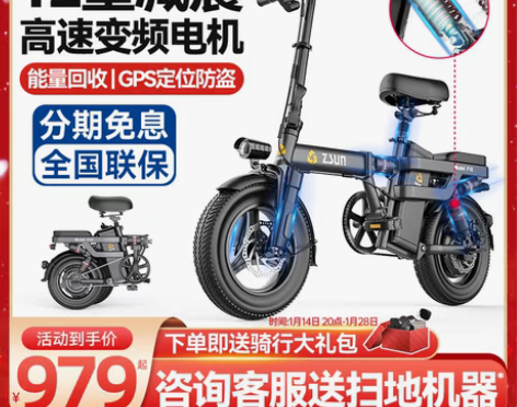 转卖德国尊尚折叠电动自行车锂电池代驾超轻小...
