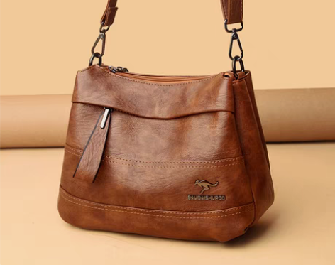 真皮包包妈妈包芭藜袋鼠真皮中老年女包202...