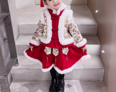 转卖汉服女童唐装中国风礼服宝宝新年拜年服秋...