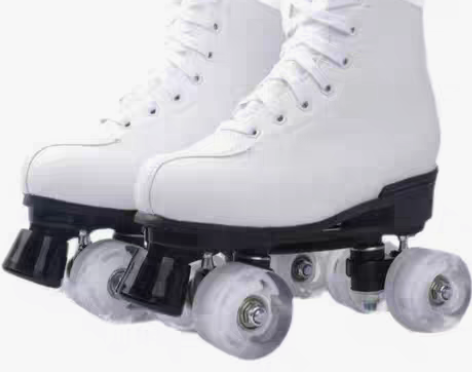 转卖迪卡侬白皮成人双排溜冰鞋儿童四轮滑鞋成...