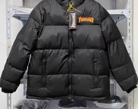 包邮Thrasher火焰棉服 美潮滑板潮服...