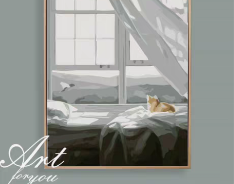 转卖|墨河|+diy数字油画卧室简约客厅填...