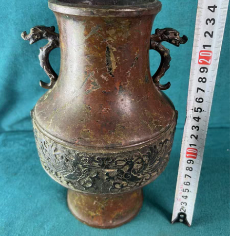 日本二手进口纯铜工艺品摆件（花瓶）品相如图...