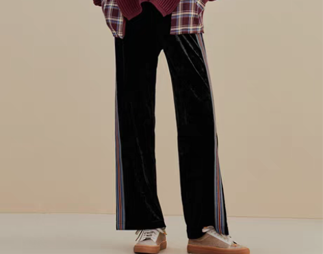 转卖【暖心价】太平鸟丝绒长裤女2019秋冬...