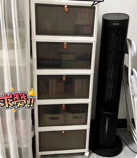 包邮双开门收纳柜折叠收纳箱免安装加厚加固收...