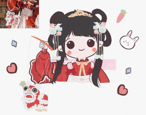 包邮【拍一赠一～当天出图～】手绘头像简笔画...