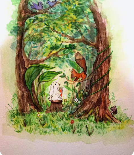 包邮水彩插画，儿童画，童话故事 定制画面，...