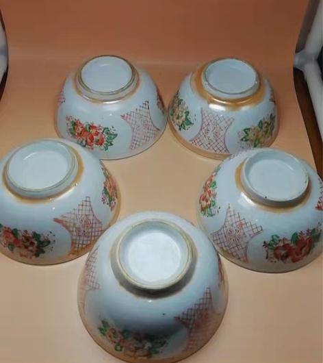 包邮民国手绘粉彩小碗 5和民国手绘花卉图案...