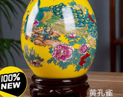 包邮景德镇陶瓷器吉祥福蛋工艺品电视柜摆件玄...