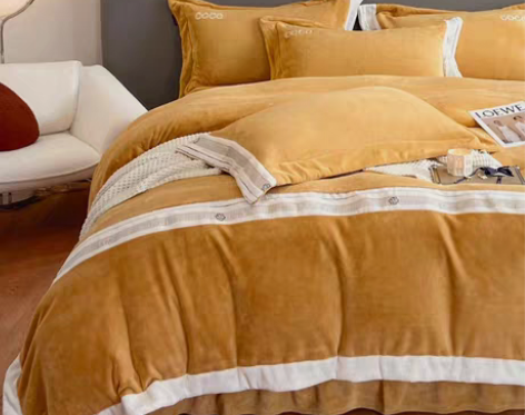 包邮轻奢风牛奶绒四件套双面加绒加厚冬季保暖...