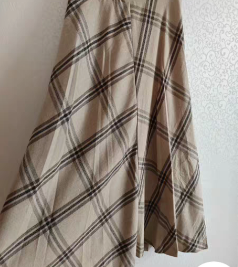 包邮vintage 百褶裙子复古港风格子古...
