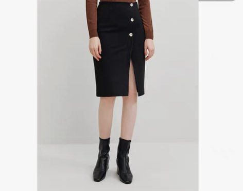 转卖红袖outlets黑色直筒中裙hope...