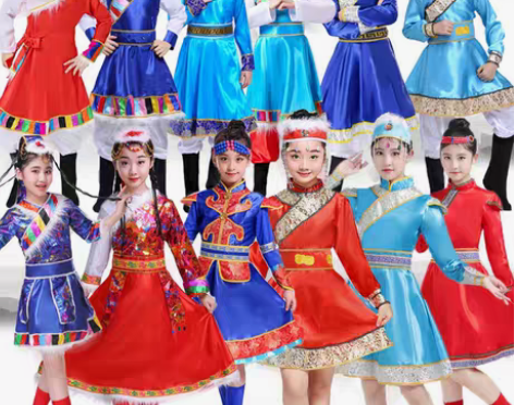转卖同城优先 新款儿童蒙古族藏族舞蹈裙幼...