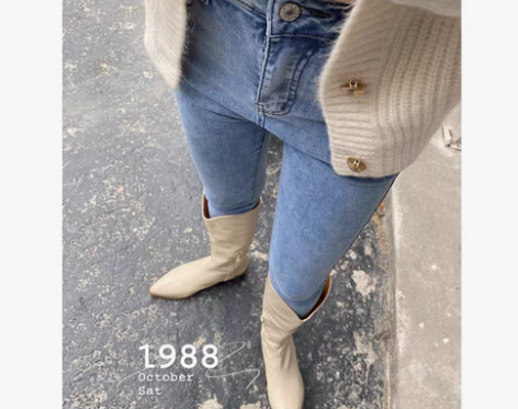 转卖秋冬毛边牛仔九分裤高腰显瘦紧身小脚薄绒...