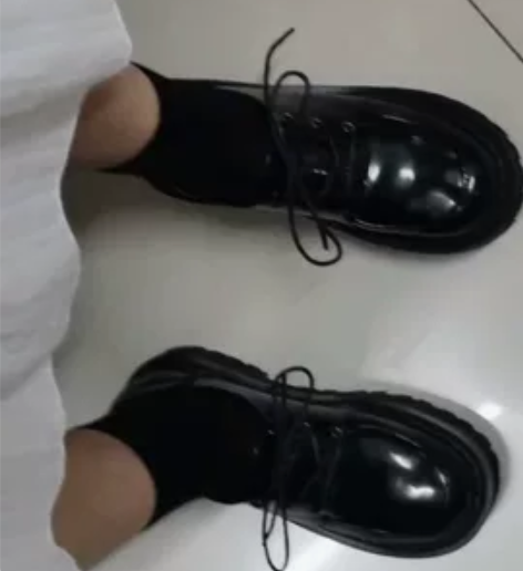 unif鞋厚底鞋英伦风黑色日系软妹小皮鞋女...