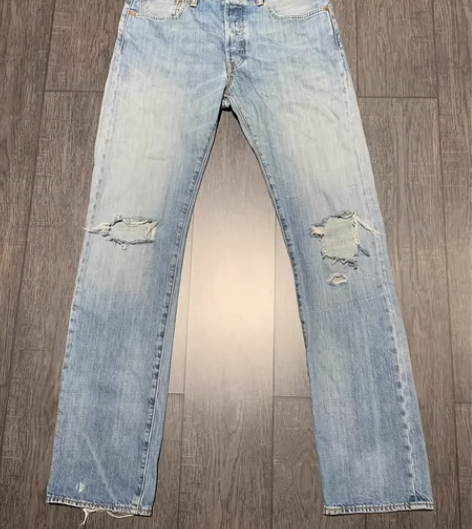vintage levis 501 冰蓝浅...
