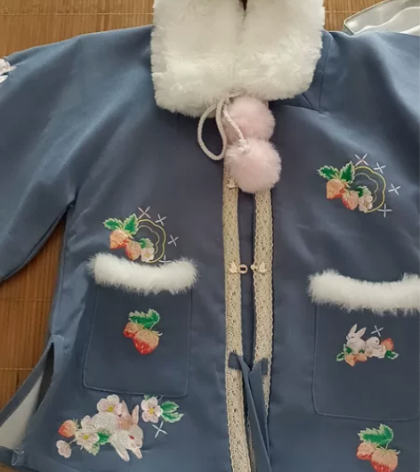 玉术家的汉元素方领披袄半袖   可爱风 小...