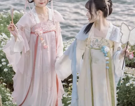 汉服唐制汉服新款春风折扇女春夏季汉元素齐胸...