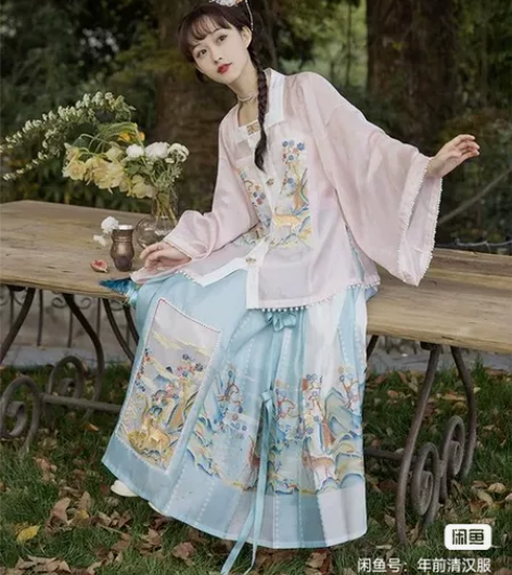 七月夕灵鹿汉服全套L码，上衣和马面，穿二洗...
