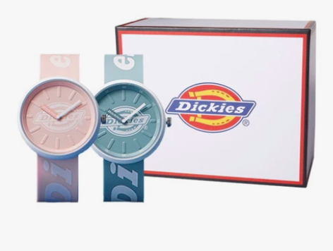 迪克斯dickies硅胶情侣手表 粉蓝 2...
