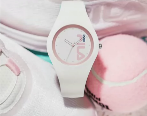 白色浅粉色FILA斐乐手表男女情侣学生硅胶...
