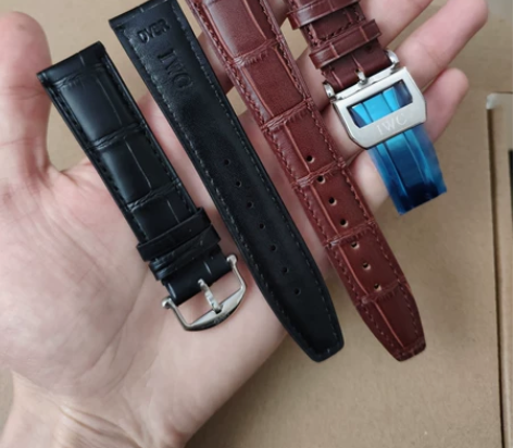 适配万国飞行员真皮表带头层牛皮柏涛菲诺葡计...