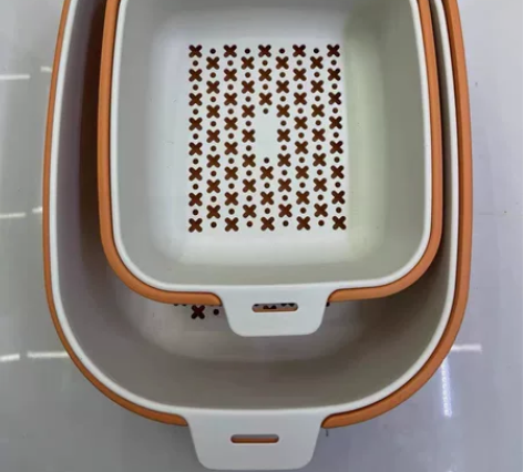 【4件套 清仓价格】双层家用厨房洗菜盆沥水...