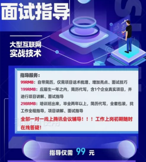 JAVA面试辅导、面试指导、简历带写 刚从...