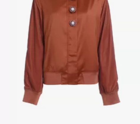 ochirly欧时力红咖色棒球外套，唯品会...