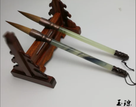 玉石笔杆天然岫玉毛笔杆胎毛笔杆玉笔玉石湖笔...