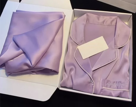 （小红书推荐）紫色睡衣女春秋款冰丝长袖长裤...