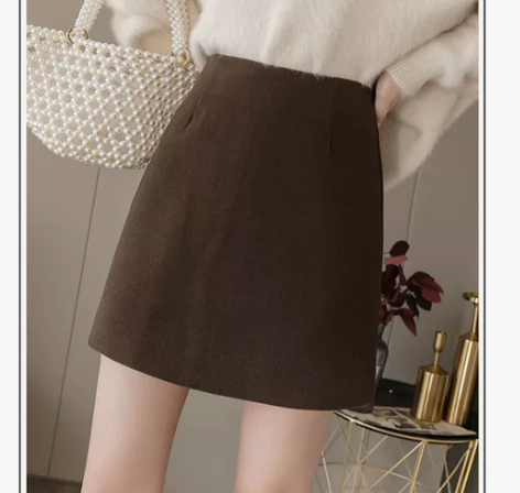 毛呢半身裙秋冬女高腰短裙A字裙一步裙包臀裙...