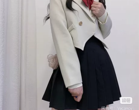 大大自制西服jk外套短款 灰色L 藏青m ...