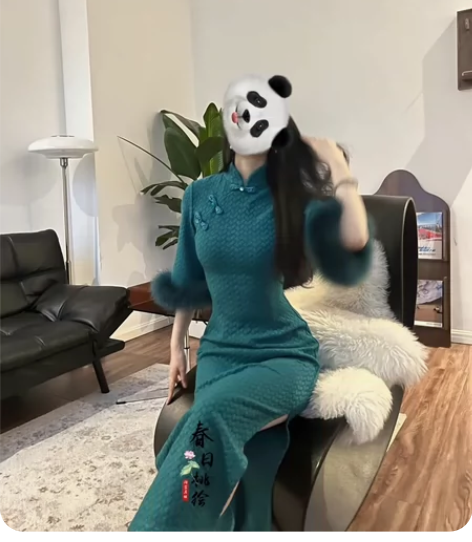 春日桃绘疏影暗香 孔雀绿xs码仅试穿吊牌已...