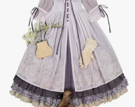 JS洋装贩售追忆似水年华JSK挂脖刺绣吊带...