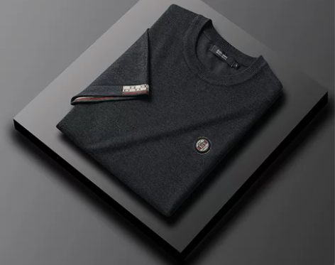 男装毛衣潮探社秋冬季短袖针织衫毛衣男烫钻刺...