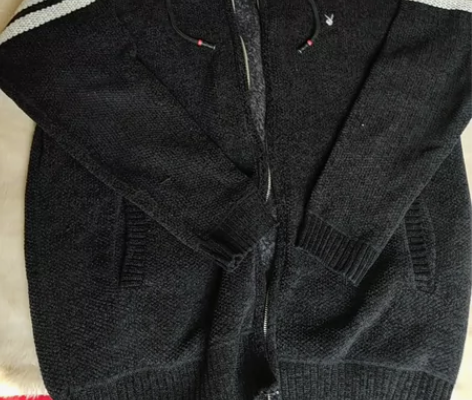 加绒毛衣带帽开衫，190\104a。pla...